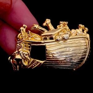 Noah's Ark Pin/Brooch branded AAi Gold-tone